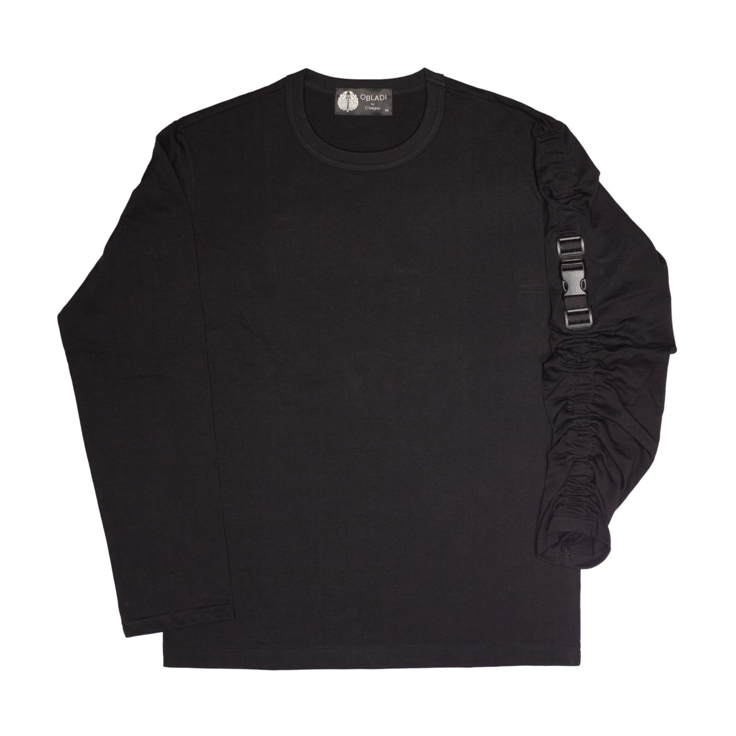 Long Sleeves Gathered Buckles T-Shirt