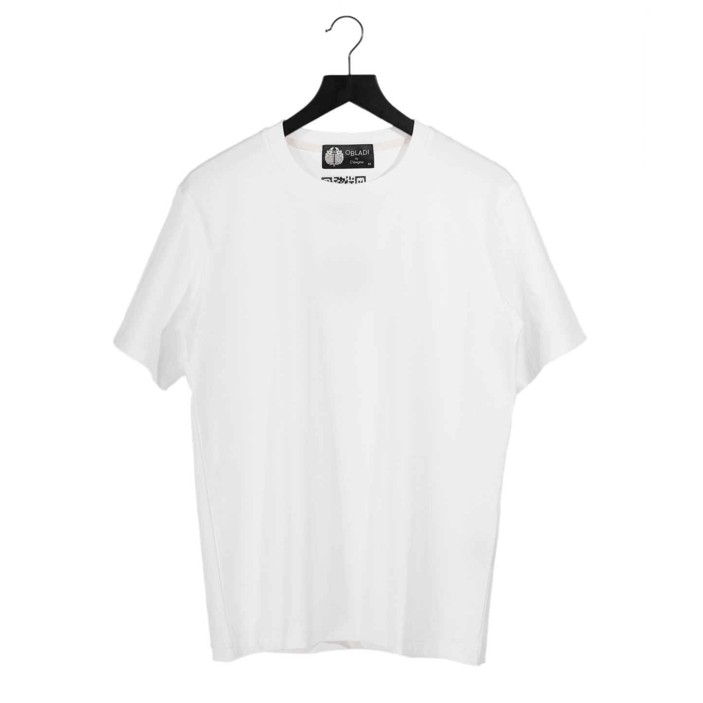 Embroidered Qr Code White and Black T-Shirt