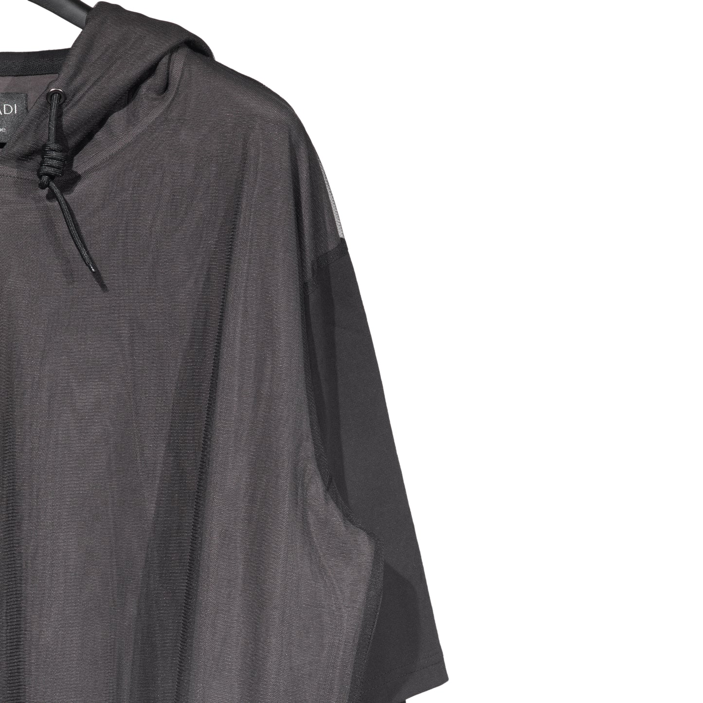 Two Layers Mesh T-shirt outside Grey Oversized Hoodie