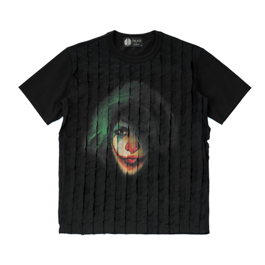 Break Tape On Black T-Shirt With Clown Face Printing