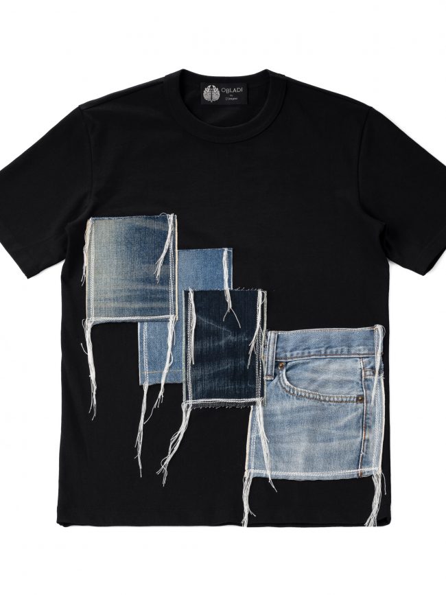 Pocket jeans patchwork t-shirt
