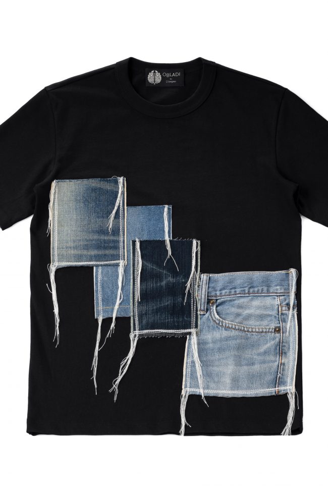 Pocket jeans patchwork t-shirt