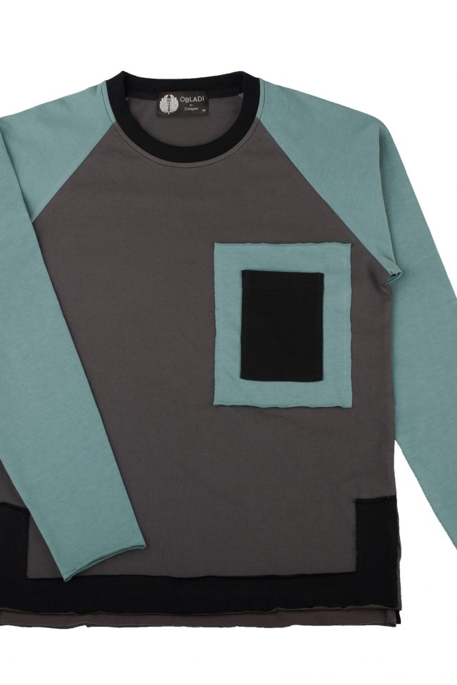 Long sleeves stadium t-shirt patchwork