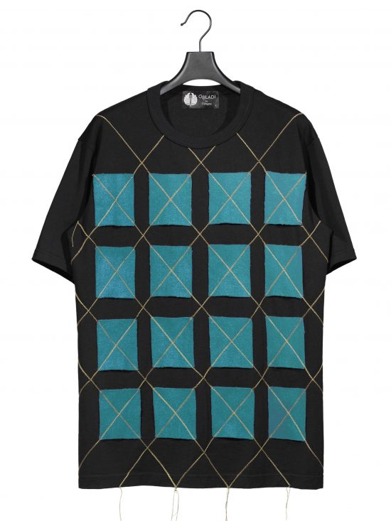 Wool rectangle shape with argyle sewing patchwork t-shirt