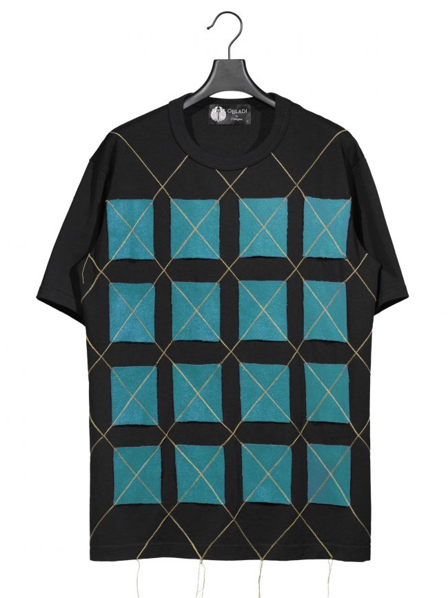 Wool rectangle shape with argyle sewing patchwork t-shirt
