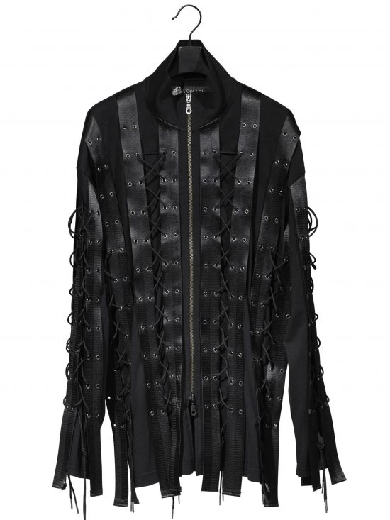 Multiple double eyelet tapes cardigan