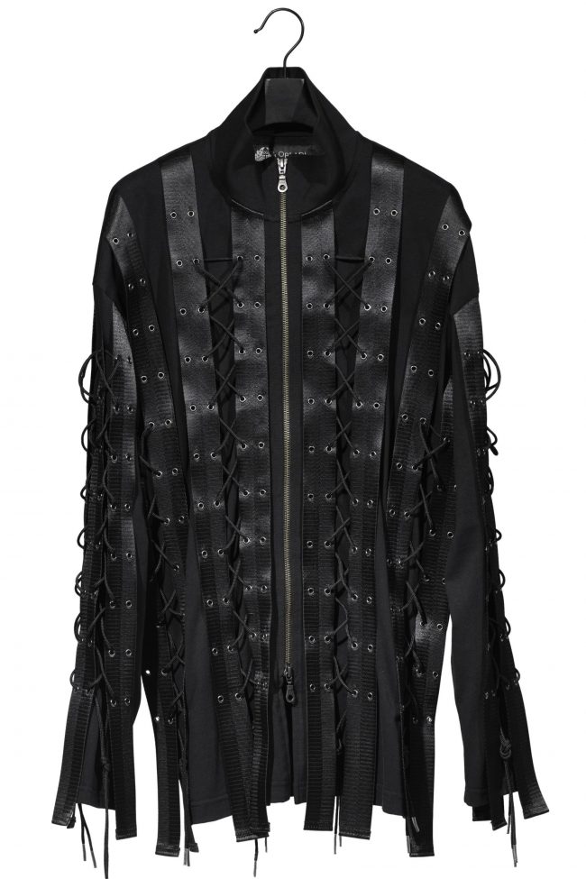 Multiple double eyelet tapes cardigan