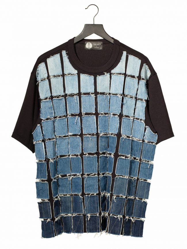 Multiple jeans patchwork t-shirt