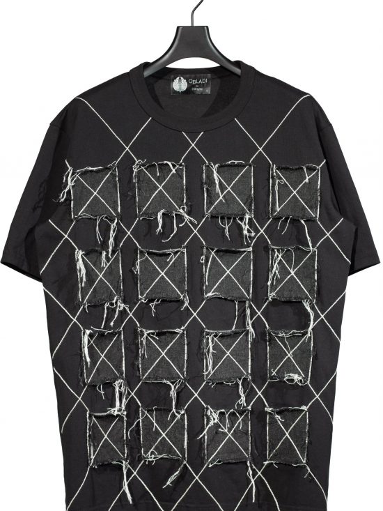 Denim rectangle patchwork t-shirt