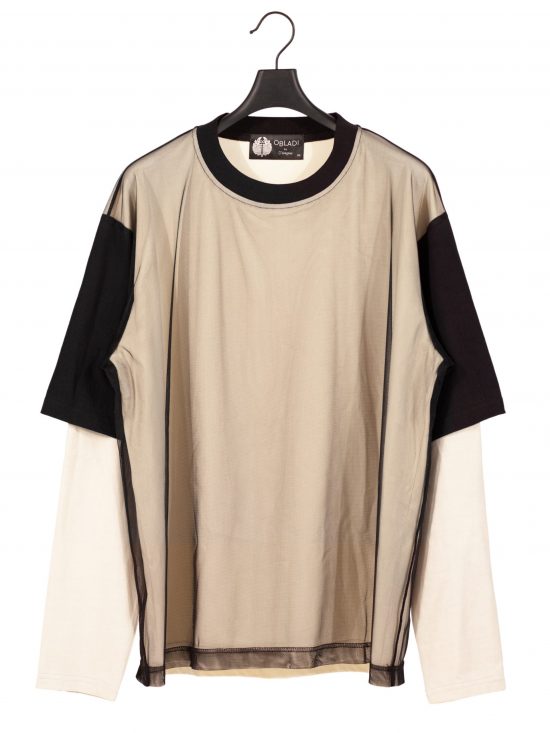 Two layers mesh long sleeves t-shirt
