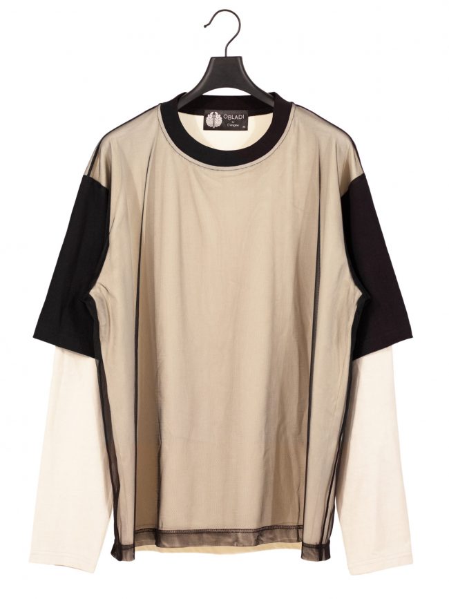 Two layers mesh long sleeves t-shirt