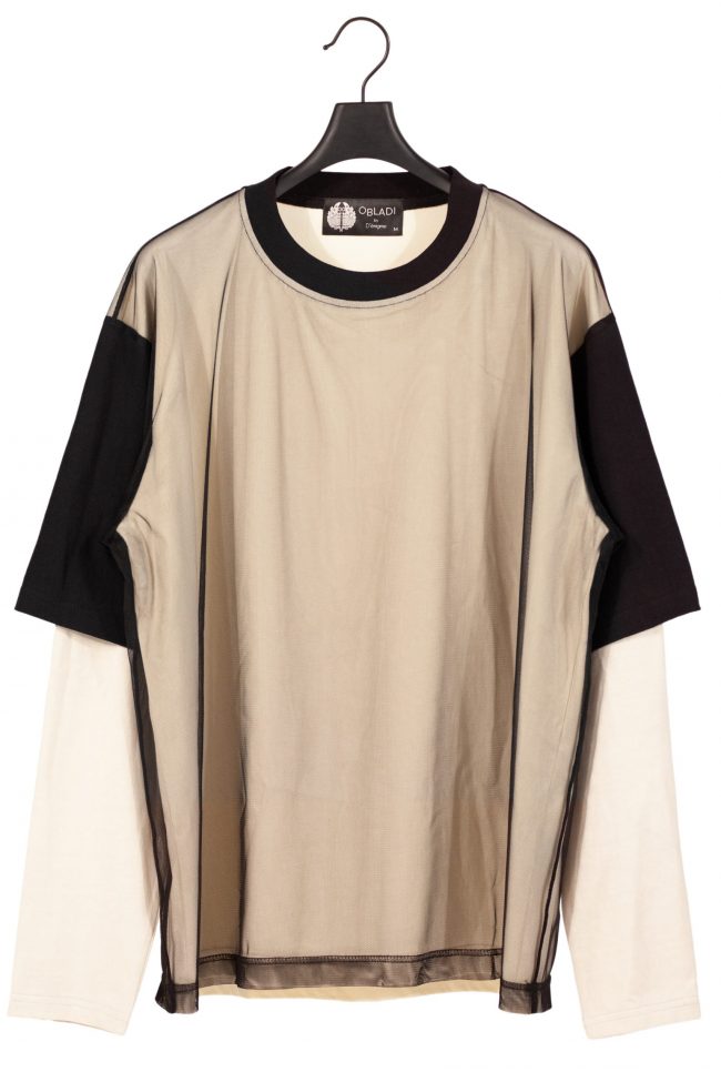 Two layers mesh long sleeves t-shirt