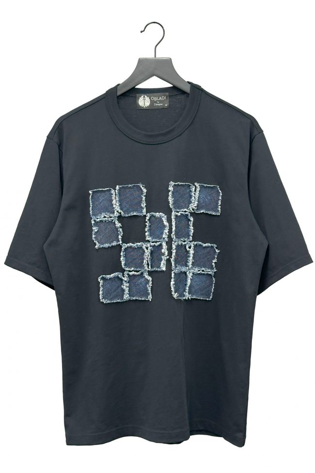 Denim square cut-out t-shirt